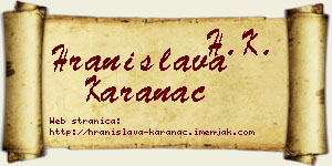 Hranislava Karanac vizit kartica